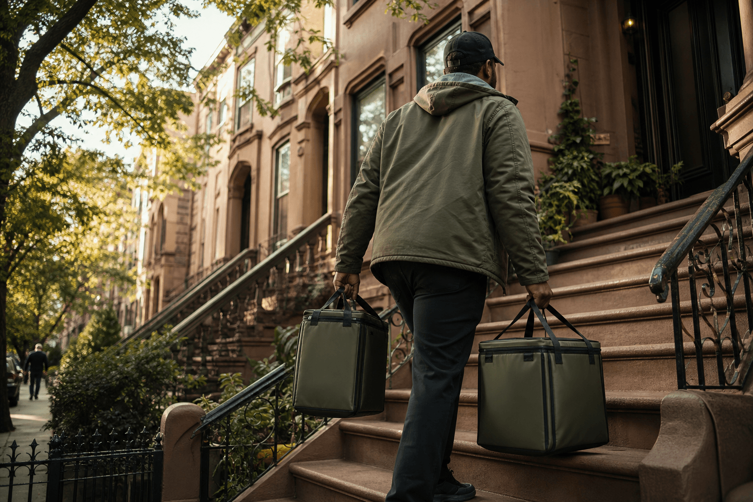 Meal delivery to a New York stoop